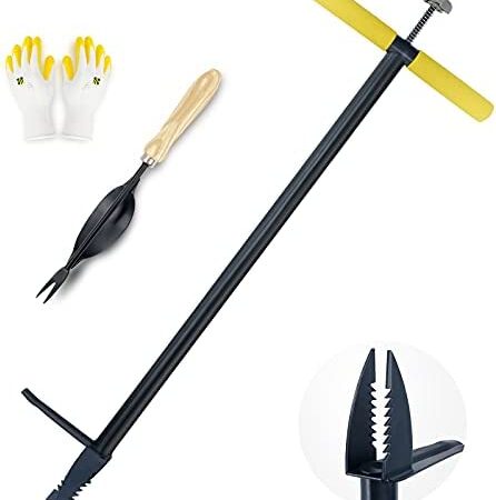 Colwelt Stand Up Weeder and Weed Puller, Stand Up Weed Puller Tool with Foot Pedal, Step and Twist Manual Weeder 40 Inch(Combo Pack - Stand Up Weeder & Hand Weeder& Garden Gloves)