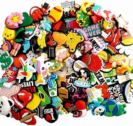HAGD. 100pcs Cute Different Shoe Charms For Kids Shoe Decoration For Party Gifts,yellow