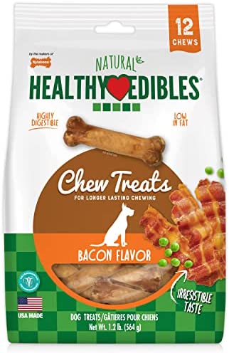 NYLABONE Healthy Edibles Bacon with VIT Regular Chews, 12 Count Pouch