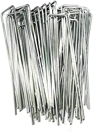 6 Inch Galvanized Steel Garden Stakes Landscape Staples Securing Pegs for Weed Barrier Fabric, Soaker Hose,Ground Cover, Irrigation Tubing, Invisible Dog Fence,Lawn Drippers (SR, 6" 100pcs)